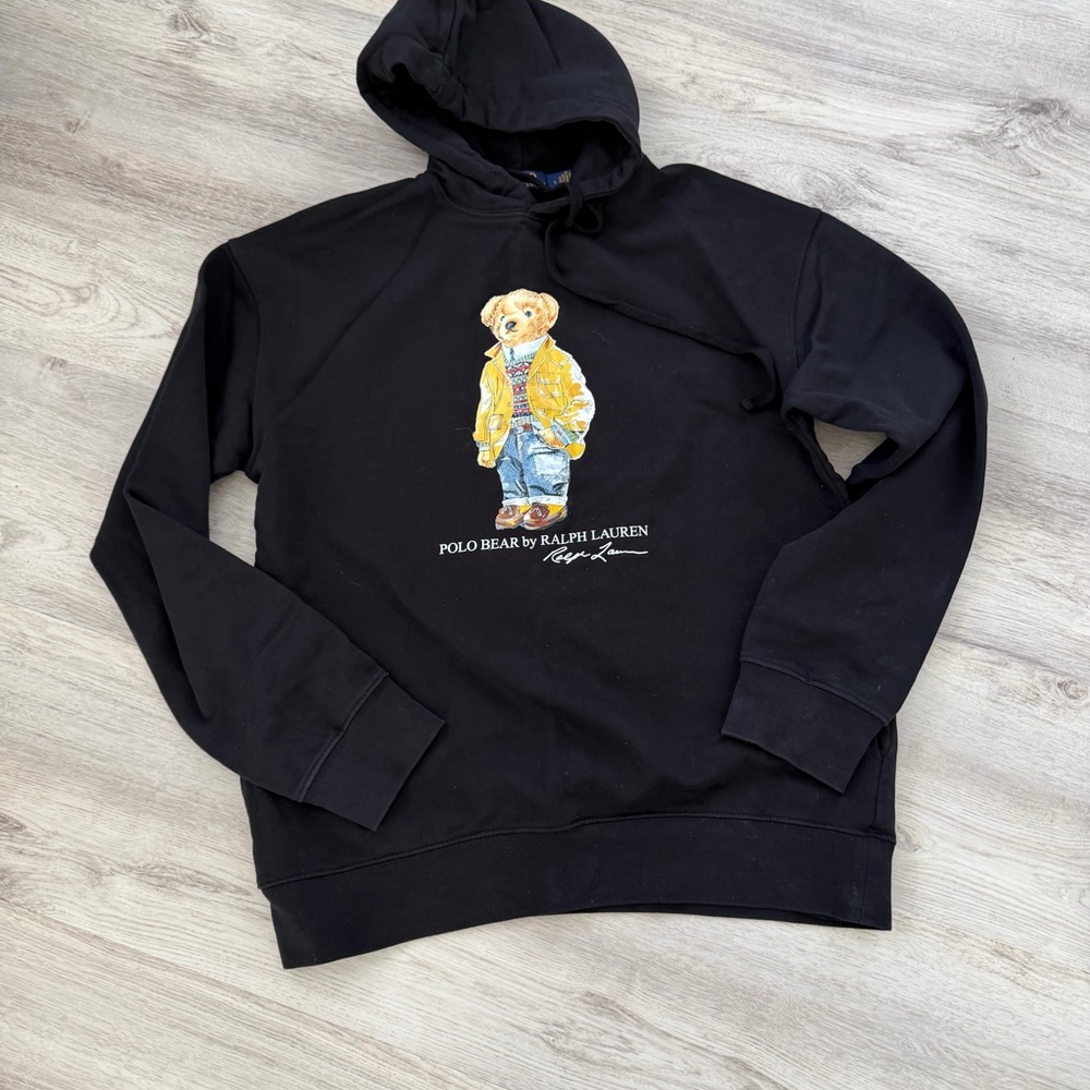 Ralph Lauren Black Hoodie with Bear Design